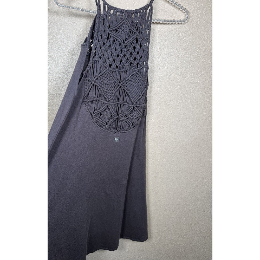 Billabong Women's‎ Medium Gray Macrame Crochet Back Tank Top Boho Beach